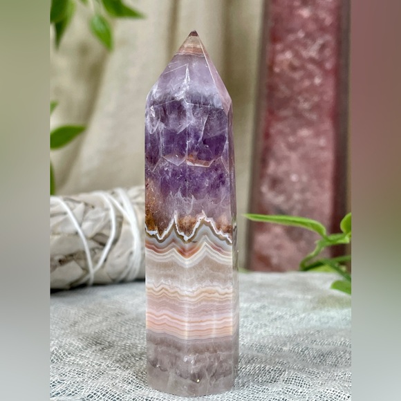 2445 Purple Amethyst and Crazy Lace Agate Crystal Tower - Picture 5 of 10